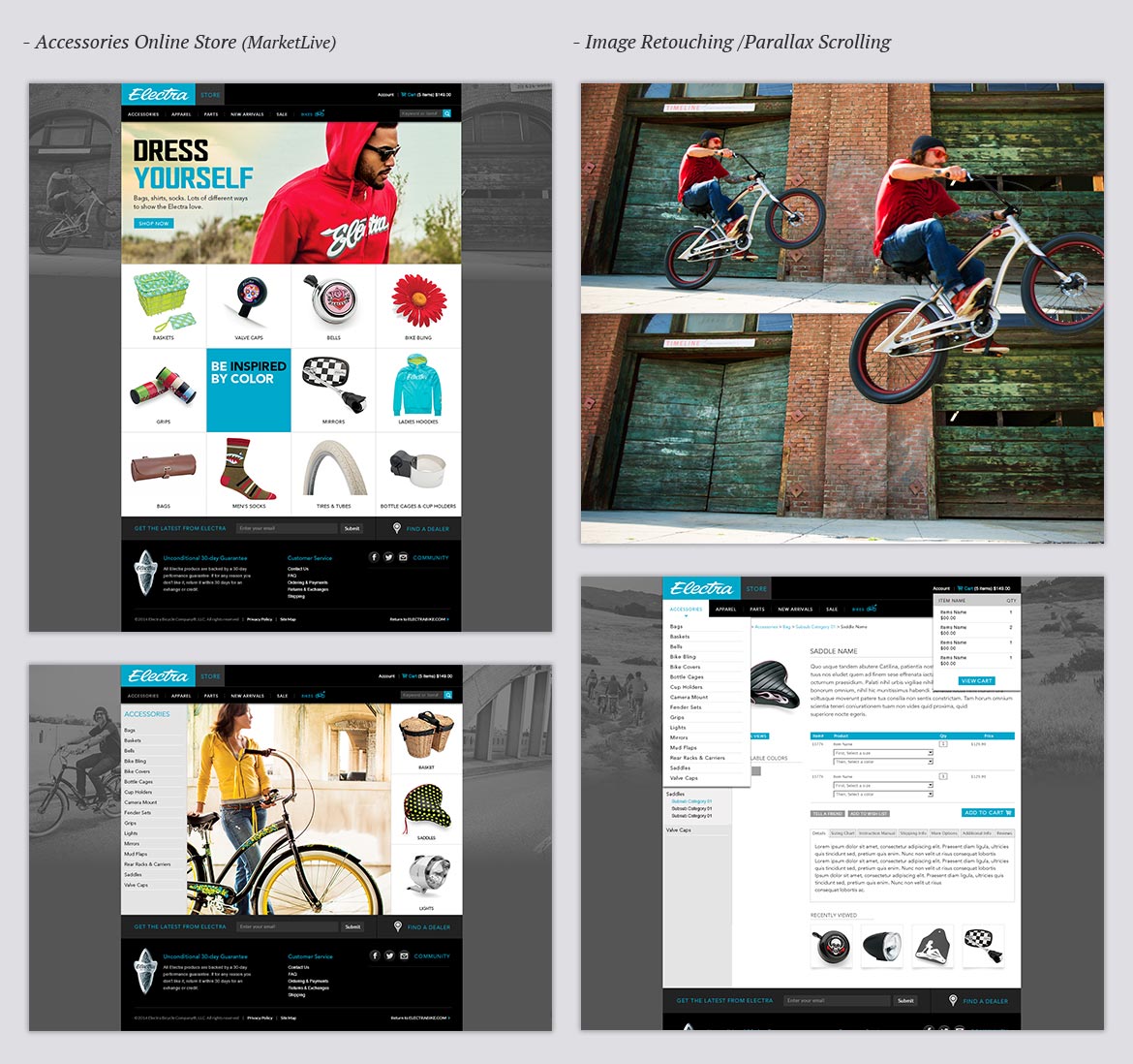 electra bicycles company website design