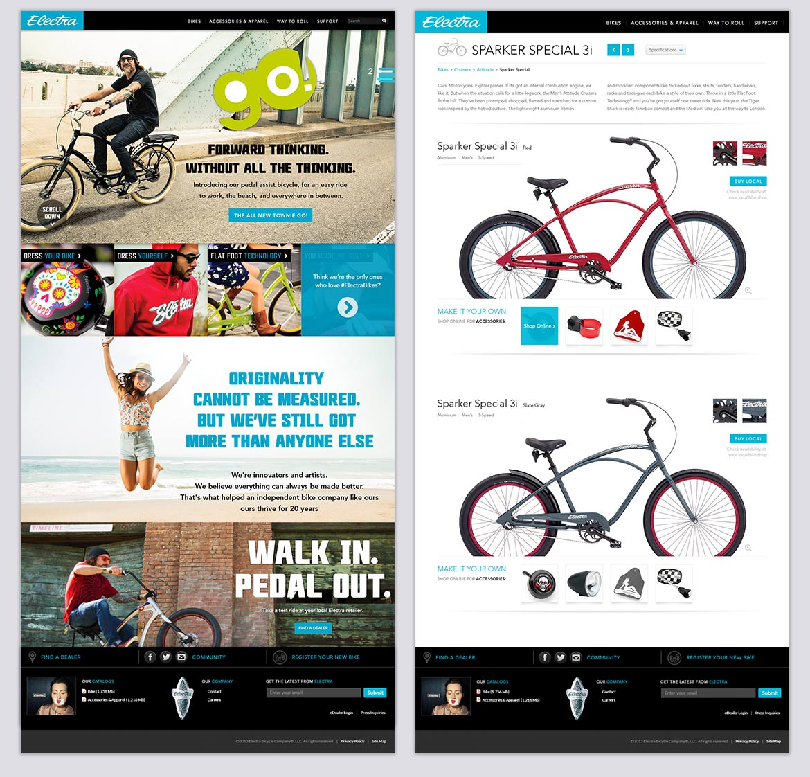 electra bicycles company website design