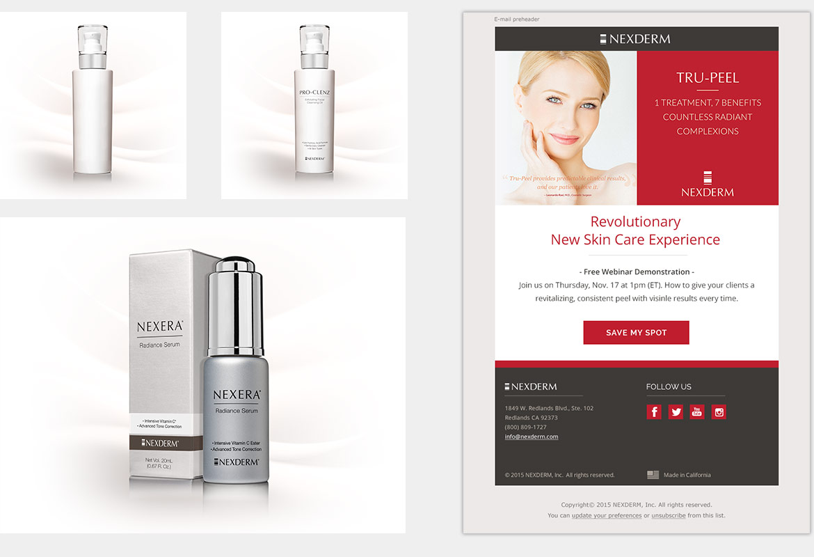 nexderm skincare packaging online marketing