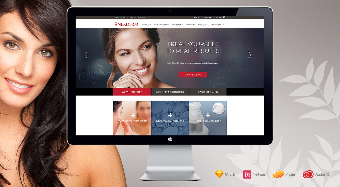 nexderm skincare e-commerce website design
